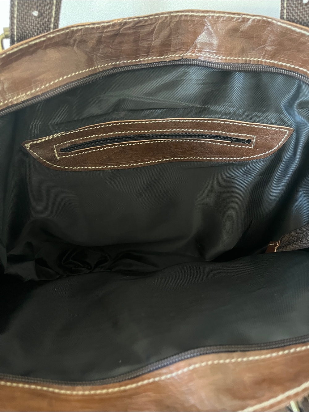 Sunburst Hanmade Brown Leather Tote Bag - Picture 2 of 8